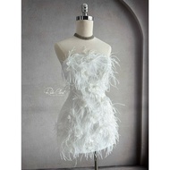 Women's Strapless Dress With Fur Decorated High-End Designer Goods