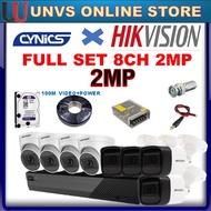 HIKVISION X CYNICS 8 Full Set Channel Set 8CH HIK  Camera Set WITH HDD Up To 2MP 1080P  (Free p2p ph