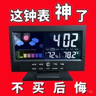 Home Use Warm Back Color Screen Weather Humidity Meter LED Luminous Alarm Clock Silent Alarm Clock E