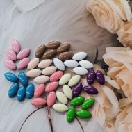 40pcs, 7x15mm Eye Matte Pastel Color Chunky Beads, Chunky Beads Sew On or For Iron On, Manik Jahitan