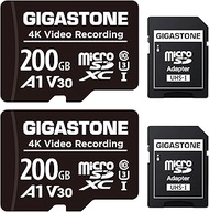 GIGASTONE 200GB Micro SD Card 2-Pack, A1 V30 4K Video Recording, Compatible with Security Camera, Da