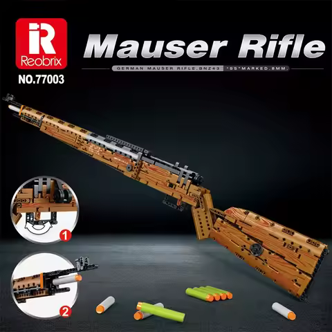 Mauser Kar98K Building Block Model Can Shoot Heavy Sniper Rifle Assemble Bricks WW2 Weapons Kids Edu