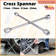 X Spannar Car Emergency Tyre Change SAE Lug Wrench 17mm, 19mm, 21mm, 23mm Heavy Duty Tyre Opener Cross Wrench