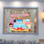 Ins Style Cute Influencer Cake Shop Baking Cartoon Shop Glass Stickers Window Door Decoration Layout