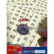1.2CM Round Transparent Self-Adhesive Code Sticker F Code English Clothes Size Label Code Label Stic