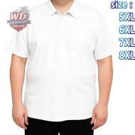 T-shirt PLAIN WHITEPOLO BIG Size L5XL 6XL 7XL 8XL COLLAR T-SHIRT