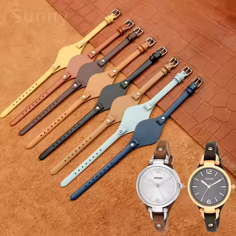 8mm Genuine Leather Watch Strap for Fossil ES3060 ES3565 ES2830 3077 3262 3060 4176 4119 Soft Cowhid