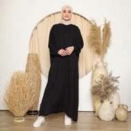 Baju Muslim Dress Abaya Turki Polos Fashion MOdern Casual Syari HItam
