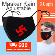 Masker kain Tokyo Ravenger logo Manji gang Hitam 3 ply bisa dicuci masker kain 3ply pria keren