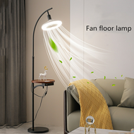 Creative Floor Lamp with Fan + Coffee Table / USB Interface + Wireless Charging Walnut Coffee Table with Marble Base Three-color Dimmable-remote Control Switch Living Room Bedroom Vertical Standard Lamp Lighting Decoration 110V-240V-UK