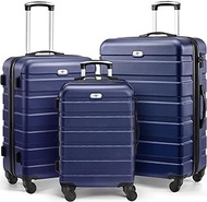 Luggage 3 Piece Sets Hard Shell Luggage Set with Spinner Wheels, TSA Lock, 20 24 28 inch Travel Suitcase Sets, Deep Blue, 3-Piece Set (20/24/28), Fashion