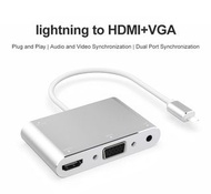 iPhone / iPad Lightning to HDMI + VGA + 3.5mm Hub 蘋果 iPhone / iPAD Lightning 轉 HDMI + VGA + 3.5mm Hub 三合一高品質數位影音轉接器