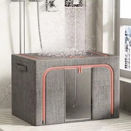 Clothes Storage Box, Foldable Steel Frame Fabric Basket Bag for Blankets 100L Size 60*42*40cm tukequ