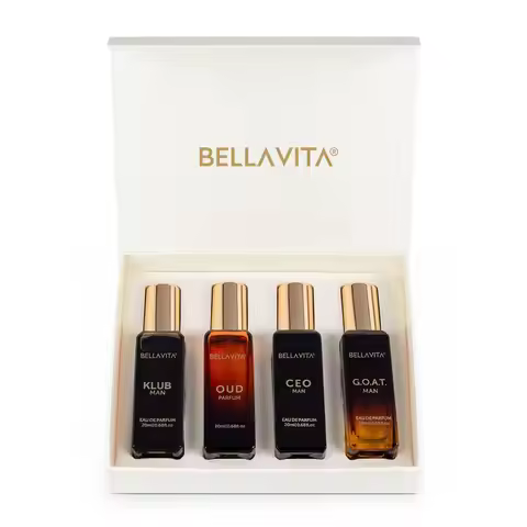 Bella Vita Luxury Man Perfume Gift Set 4 x 20 ml for Men with KLUB, OUD, CEO, G.O.A.T Perfume | Wood