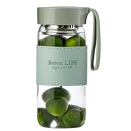 DNIENKGE Glass tea bottle 16 oz drinking bottle with Non-Slip holster, and Stainless Tea Infuser,Lea