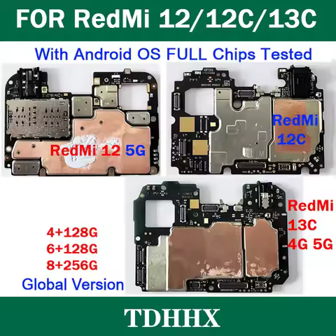 Full Working Unlocked Main Mobile Board Mainboard For RedMi 12 5G/RedMi 12C/RedMi 13C 4G 5G Motherbo