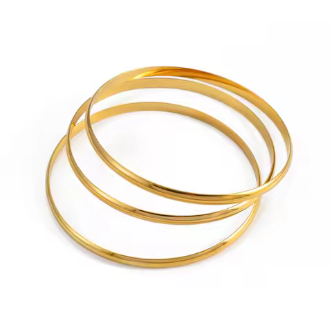 Anniyo 3PCS/Lot, Wholesale Bangle for Women Gold Color African Bright Bracelet Jewelry Middle East #