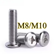 304 chamfered cross screw, stainless steel beveled flat head beveled bolt screw, furniture screw M8/