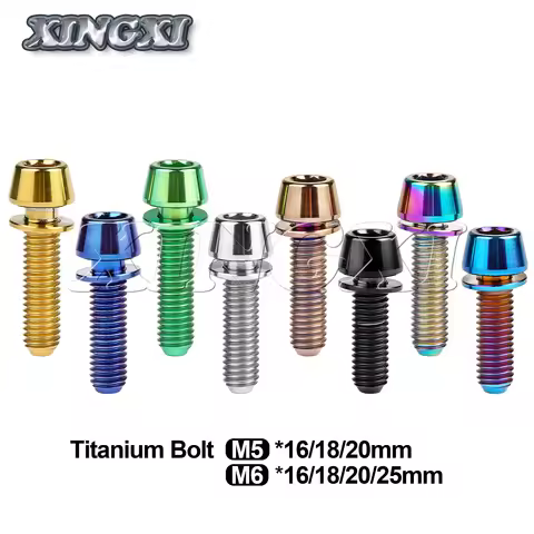 Xingxi Titanium Cone Head Bolts M5/M6X16 18 20 25mm Conical Head Srews With Washer Bicycle Srews For