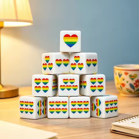 CANDYPIXEL 12Pcs Rainbow Heart D6 dice, 6 sided dice, suitable for tabletop games, board games, role