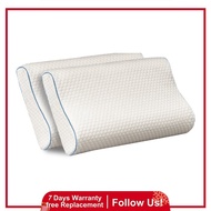 [Heimi Department Store] Vesse Upgrade Orthopedic Memory Foam Nick Support White Blue Stripes Pillow 50X30cm