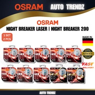 OSRAM Night Breaker Laser/NB200 | Halogen Bulb | 1 SET (2 PCS) | H1 H3 H4 H7 H8 H11 HB4 | 100% Origi
