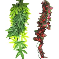 Reptile Plants Plastic Simulation Leaf with Sucker Fish Tank Aquarium Decoration Artificial Green Plant Fake Hanging Leaves