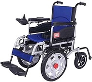 Fashionable Simplicity Lightweight Foldable Electric Wheelchair Dual Motorized Manual Folding Power Front Drive Wheelchairs Power Compact Mobility Aid Wheel Chair (Blue) (Color : Blue)