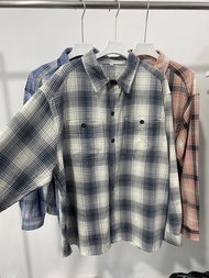 ใหม่ญี่ปุ่นยูนิโคล่24ฤดูใบไม้ร่วงใหม่249ผ้าคอตตอนสำหรับทั้งหญิงและชายเสื้อเชิ้ตลายสก๊อตแขนยาวเสื้อคล