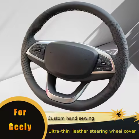 DIY Car Steering Wheel Cover Non Slip Perforated Microfiber Leather Hand-Sewn For Geely Coolray SX11