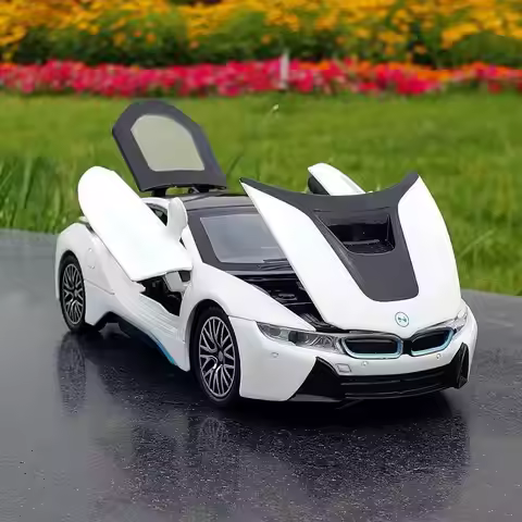 1:22 BMW I8 Sports Car Alloy Diecast Model Car Vehicle Collection Simulation Sound & Light Toys Car 