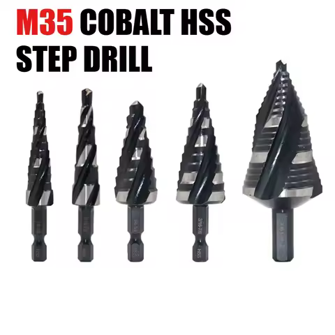 M35 Cobalt Four Spiral Flute Step Drill Bit,M35 HSS AlTiN Coated for Hole Drilling in Stainless Stee