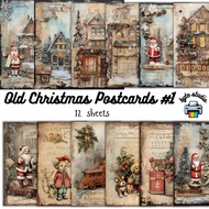 12 Sheets Old Christmas Postcards 1 | byte studio | Cardstock Craft Paper Journal Stationery