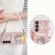 Case for Samsung Galaxy Z Fold7 Smartphone with Holder Luxury Leather Shockproof Hinge Casing Hard P