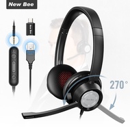 New Bee H362 USB Headset Business Headphone หูฟังระบบเสียงดิจิตอล เชื่อมต่อด้วย USB Type-C with Microphone Noise-Cancelling Plug and Play For Zoom Call Center Skype etc