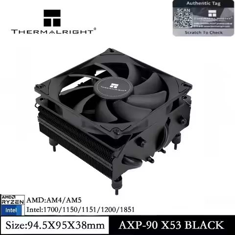 Thermalright AXP90-X53 Black CPU Cooler PWM Fan ITX Air Cooler 53mm Height Slim for AM4 AM5 Intel 17