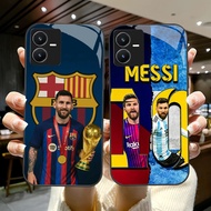 DK-43 Barcelona Messi 10 HD Glass Casing for VIVO Y22 Y35 Y75 Y28 Y22S V25 Y55 iQOO Z6