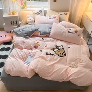 Cute Ice Cream Printed Polyester BedSheet Flat Bedding Sheet Fitted Single/queen/king Bedsheet Set C