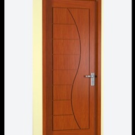 Pintu kayu jati solid motif daun