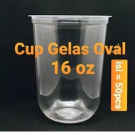 Gelas Oval 16oz /Gelas Plastik Oval 14oz Cup Oval 12oz 14oz 16oz isi 50pcs