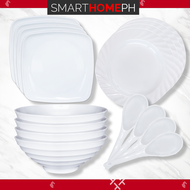 4pcs set White Melamine-ware Plates, bowls, cups, spoons/ plato, mangkok, kutsara / dinnerware