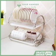 Dish Rack - Stainless Steel Dish Rack - Minimalist Dish Rack - 2-Tier Dish Rack Tiered Dish Rack