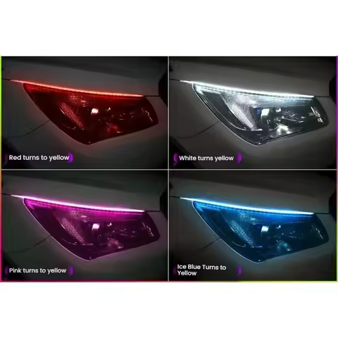 2pcs Car DRL Daytime Running Light Start Scan Style Sequential Flowing Turn Signal Light Ultra-Thin 