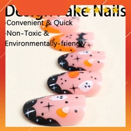 Sticker Halloween costume nails 24 nails, pumpkin shaped nails