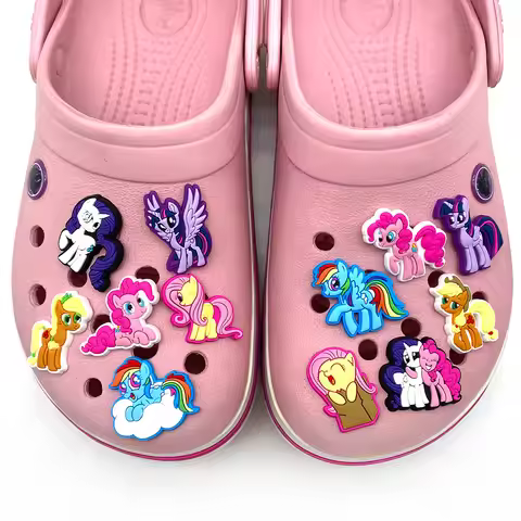 12pcs My Little Pony Shoe Charms PVC DIY Shoes Decoration Bracelet Wristband Sandal Buckle Sandal Sh