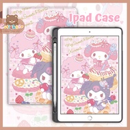 Sanrio Ipad Case with Pencil Holder PU Case Ipad 9th Generation Ipad Air 4/5/ ipad Mini 2/3 Smart Tablet Case Cover Cute Casing Ipad Case Pink Cover Apple Ipad