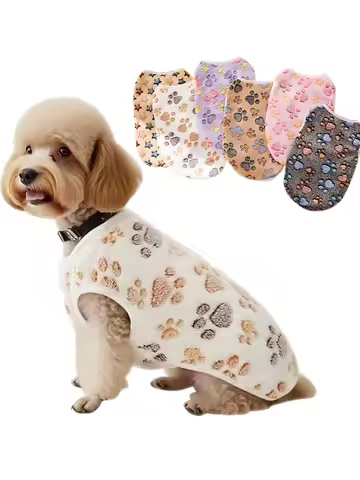 Autumn Winter Warm Pet Clothes Flannel Cats Dogs Multicolor Printed Vest Soft Skin-friendly Pet Cost