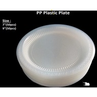 [50PCS] Disposable PP Plastic Round Plate / @Round Plastic Plate@ / Party Plate - 7 Inch/ 9 Inch