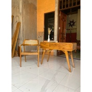 Teak wood console table, retro teak wood table, teak wood study table set