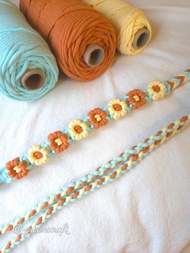 可調節法式編織小花手機掛繩